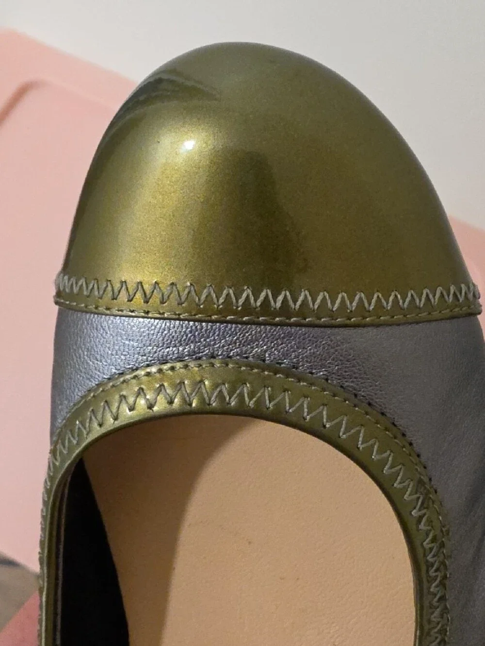 Women’s Gray and Olive Green COLE HAAN Wedge Slip-ons CLEAN!!